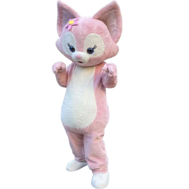 Unisex Adult Pink Fox Costume Full Body Cartoon Animal Outfit for Cosplay Carnival