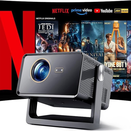 1080P Home Theatre Projector with Auto Focus, Dual Speakers and WiFi Connectivity