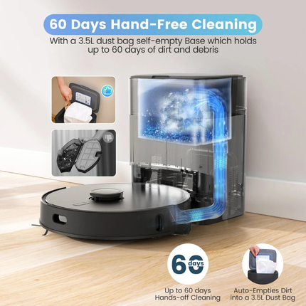 Rechargeable Robot Vacuum and Mop with Self-Empty Station, 240min Runtime and Voice Control