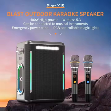 Portable Bluetooth Karaoke Speaker with RGB Lighting, Remote Control and Rechargeable Battery