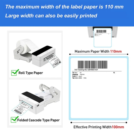 Portable Thermal Shipping Label Printer for 110mm Barcode and Sticker Labels USB