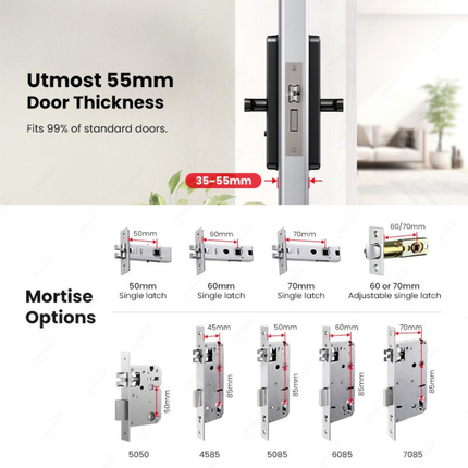 Smart Fingerprint Door Lock with App Access, Password and Key Entry