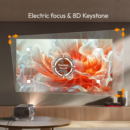 Compact Smart Mini Projector with Android 13, WiFi, Bluetooth 5.2 and Adjustable Stand