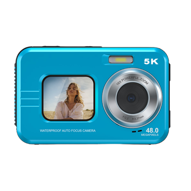 Portable 5K Waterproof Sports Camera with Dual Screens and 48MP Ultra HD Photos