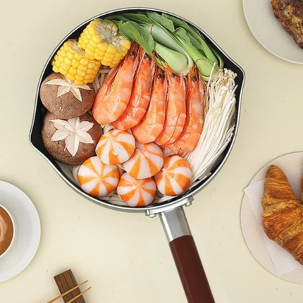 Non-Stick Aluminium Saucepan with Wooden Handle and Hanging Hook Design
