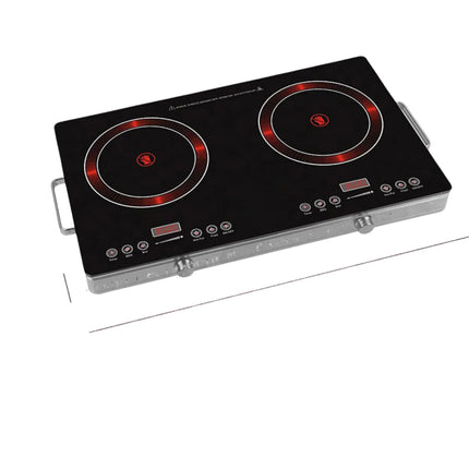 Dual Zone Electric Ceramic Hob 2000W Slim Touch Panel Cooker for Home & Apartment Use