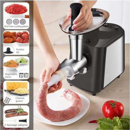 Electric Meat Grinder 1000W with Stainless Steel Housing and Simple Button Control