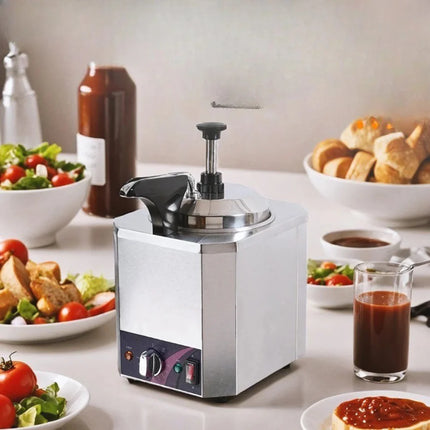 Commercial Heated Sauce Dispenser Pump for Countertop Use with Adjustable Heat