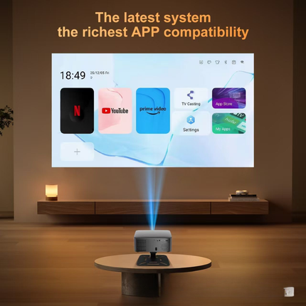 Compact 1080P WiFi Projector with Auto Keystone, Android OS and Dual Speakers
