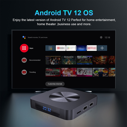 Android 12 TV Box  4GB RAM 32GB Storage 8K Streaming Box Dual Band WiFi