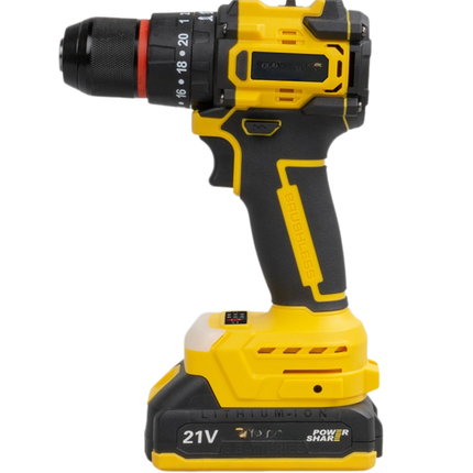 Heavy Duty Brushless 21V Cordless Hammer Drill Driver Variable Speed Compact Industrial Grade