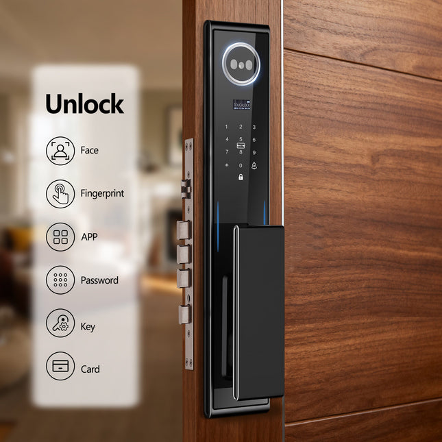 Aluminum Alloy Digital Door Lock with 360° Fingerprint, HD Camera, OLED/IPS Screen & App Unlock