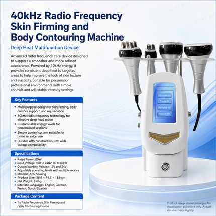 40kHz Radio Frequency Skin Firming and Body Contouring Machine Deep Heat Multifunction Device White