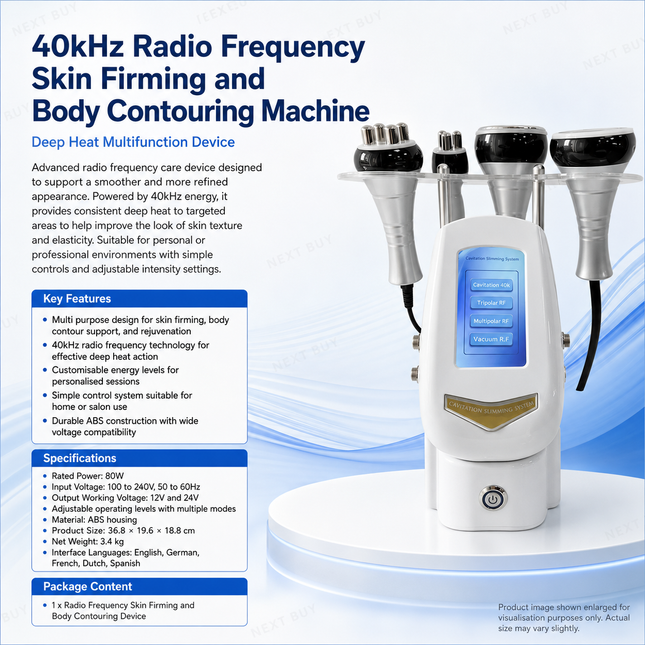40kHz Radio Frequency Skin Firming and Body Contouring Machine Deep Heat Multifunction Device White
