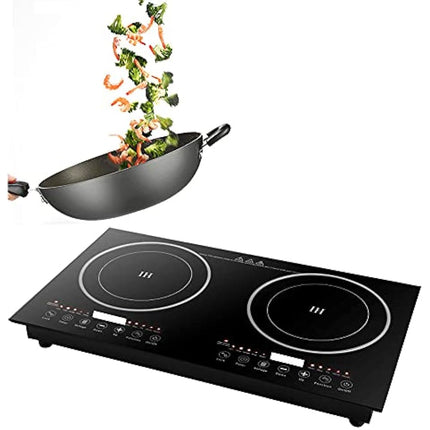 2-Burner Built-In Induction Cooktop with 1800W High-Power Burners and Anti-Corrosion Base