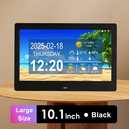 Smart 7-Inch WiFi Desk Clock with Weather Updates, Auto Time Calibration & Slideshow Display