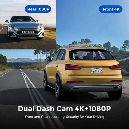 Ultra HD Dual Channel Car Dash Cam with Wireless App Control & USB-C Power