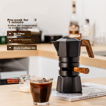 Premium 2-Cup Espresso Moka Brewer with Dual Pressure System and Cool-Touch Grip – Black
