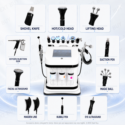 Professional 11-in-1 Hydrodermabrasion Facial Machine with Oxygen Spray and LED Mask