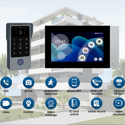 2-Wire 1080P Video Door Phone System with 7" Touch Screen & IR Night Vision