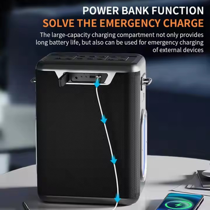 Portable Bluetooth Karaoke Speaker with RGB Lighting, Remote Control and Rechargeable Battery
