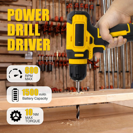 Compact 8V Cordless Drill Driver with Metal Gears, 15Nm Torque, 0–600RPM for DIY & Woodwork