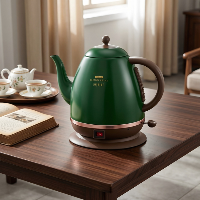 Electric Kettle 304 Stainless Steel Retro Style Long Mouth Pouring Keep Warm 55°C