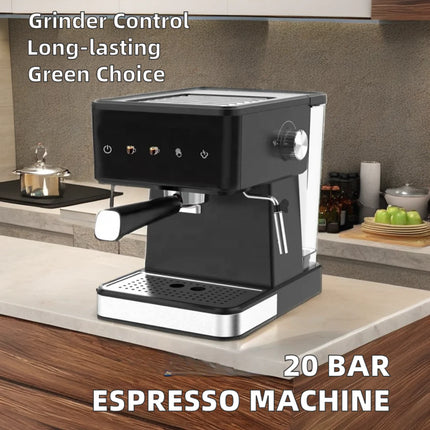 Compact Espresso Maker with 19-Bar Pressure, Milk Foam Wand & 0.8L Detachable Tank