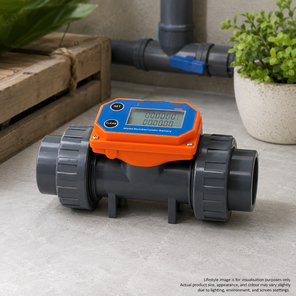 2″ Digital Water Flow Measurement Meter with LCD Screen for 50/63mm PVC Pipeline, IP65 Protection