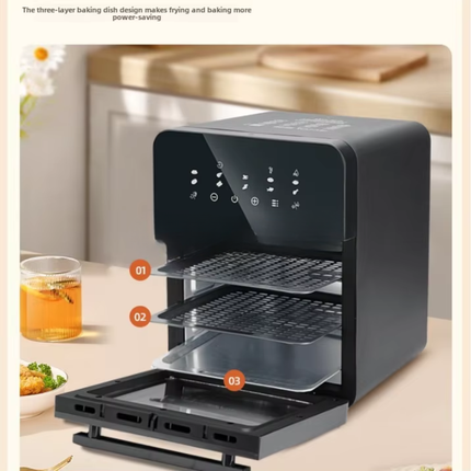 12L Digital Air Fryer Oven with Touch Screen Controls and Adjustable Temperature Timer