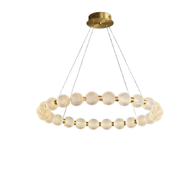 Modern Pearl LED Chandelier Brass Acrylic Ball Ceiling Light for Living Room Dining Room