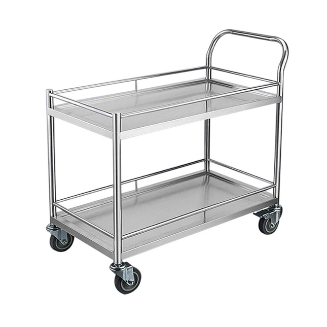 Hotel-Style Stainless Steel Serving Cart with Three Layers and Brake Wheels