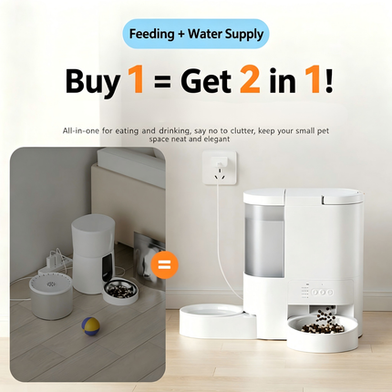 Smart Automatic Pet Feeder and Water Fountain Combo with APP Control Timed Feeding for Cats and Dogs