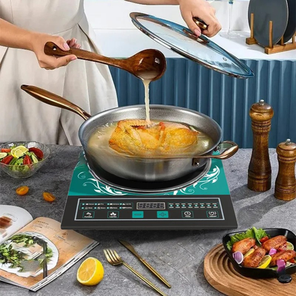 Countertop Single Burner Induction Cooker 2200W with Glass Surface and Digital Touch Control