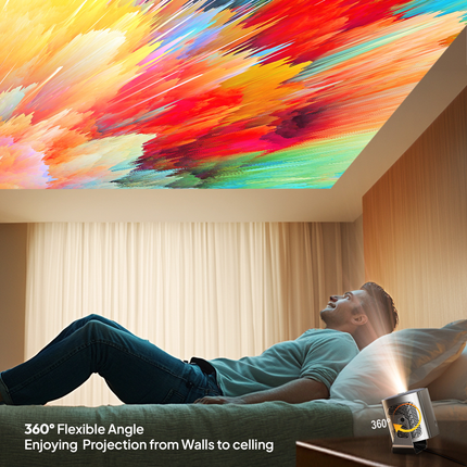 Compact Smart Mini Projector with Android 13, WiFi, Bluetooth 5.2 and Adjustable Stand