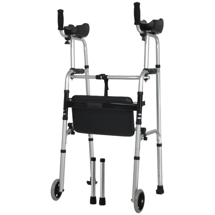 Portable Folding Walker with Wheels and Seat for Easy Mobility