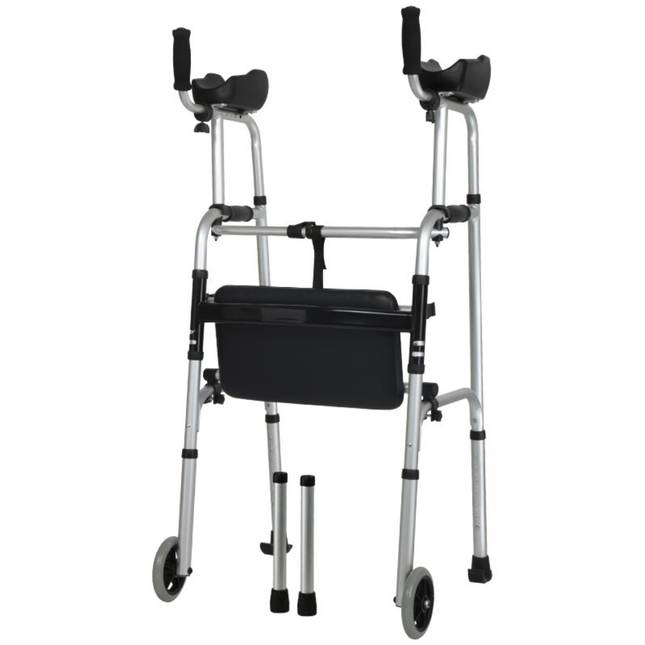 Portable Folding Walker with Wheels and Seat for Easy Mobility