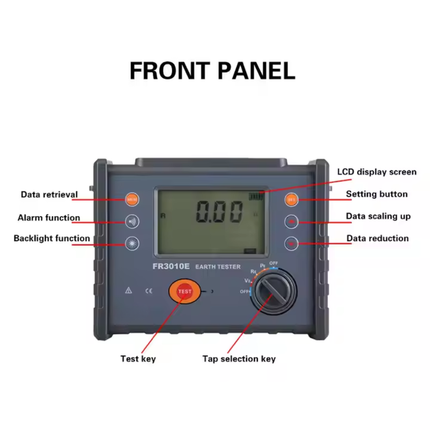 Professional Ground & Insulation Testing Meter with Soil Resistivity Measurement, 600V AC, Multi-Wire Support
