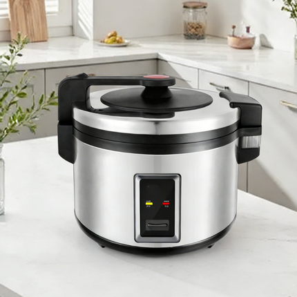 Commercial Stainless Steel Rice Cooker with Non-Stick Inner Pot and Plastic Steamer