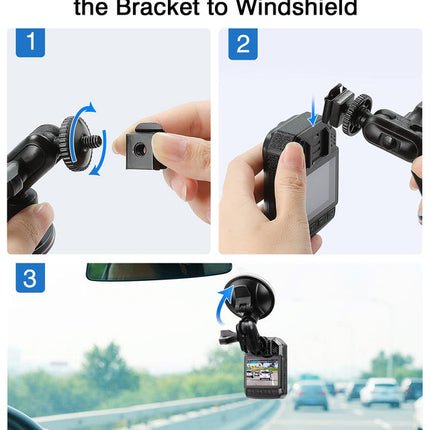 Car Mount & Charger for KJ21 Camera – Suction Bracket Dash Cam Accessory, Black