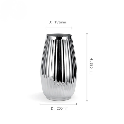 Modern Striped 304 Stainless Steel Decorative Vase with Mirror Finish for Tabletop and Indoor Styling