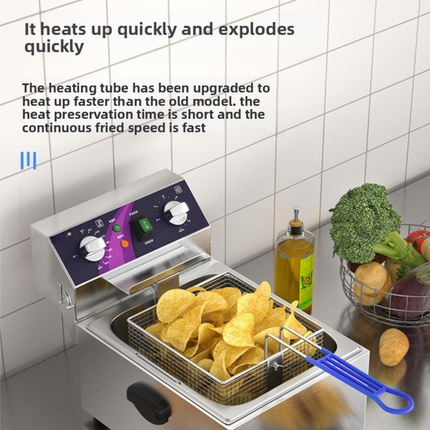 Commercial Electric Deep Fryer 10L – Single or Double Tank for Chicken, Skewers, and Fried Foods