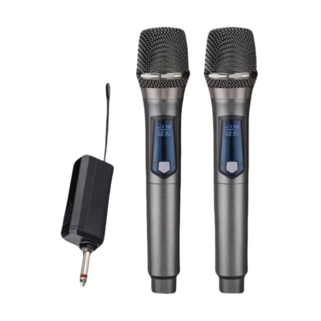 2.4GHz Wireless Dual Handheld Microphone System with Receiver Kit – Rechargeable, Portable, Professional Audio
