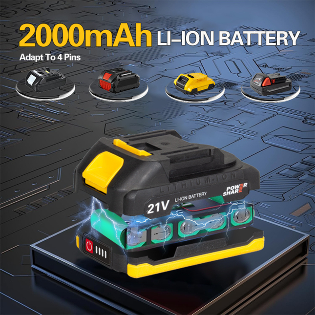 Portable 21V Cordless Brushless Rivet Gun Set – 1100N.M Torque, 16mm Stroke, 2–5mm Rivet Compatible