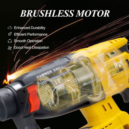 Portable 21V Cordless Brushless Hammer Drill with 26mm Chuck & Dual Batteries