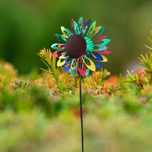 Metal Garden Wind Spinner Outdoor Handmade Flower Sculpture