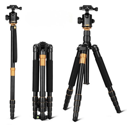Lightweight Travel Video Tripod & Monopod Combo with Smooth Fluid Head