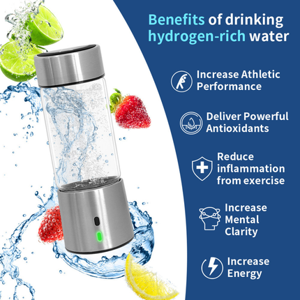Rechargeable Portable Hydrogen Water Generator Bottle – 300ml High-Concentration Hydrogen Output