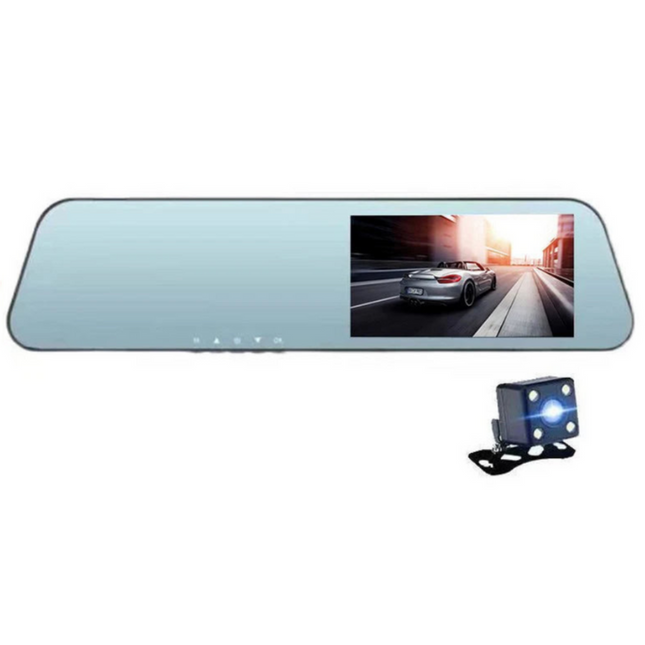 Wide-Angle Dual Dash Camera – 1080p Front, 720p Rear with 4.8" LCD Screen