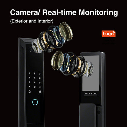 3D Face Recognition Smart Door Lock with Camera, WiFi App Control, Fingerprint & Password Access